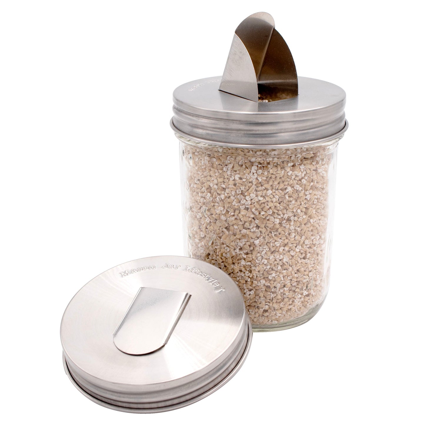 Grain Dispenser Stainless Steel Lids for Mason Jars 2 Pack