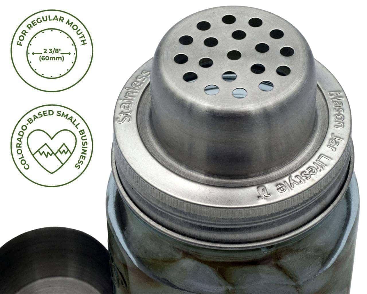 Mason Shaker Cocktail Shaker Lid with Stainless Steel Band